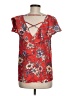Cherish 100% Polyester Red Short Sleeve Blouse Size M - photo 2