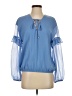INC International Concepts 100% Polyester Blue 3/4 Sleeve Blouse Size S - photo 1