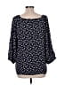 Ann Taylor LOFT 100% Polyester Blue 3/4 Sleeve Blouse Size L - photo 2