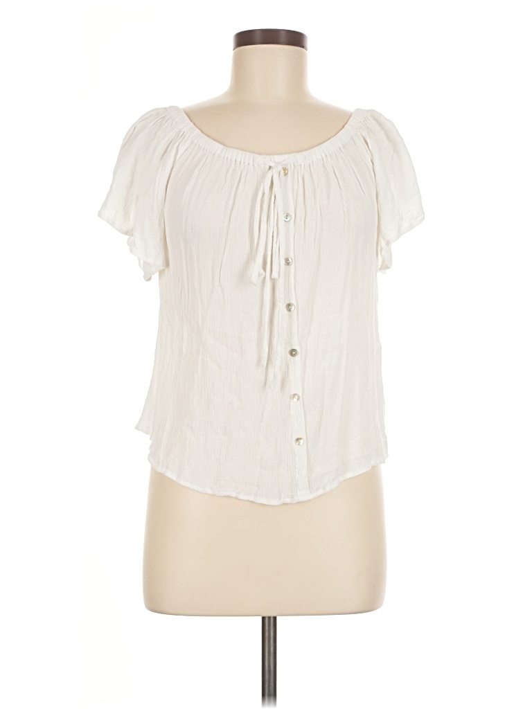 Pre-owned Express Short Sleeve Blouse In White
