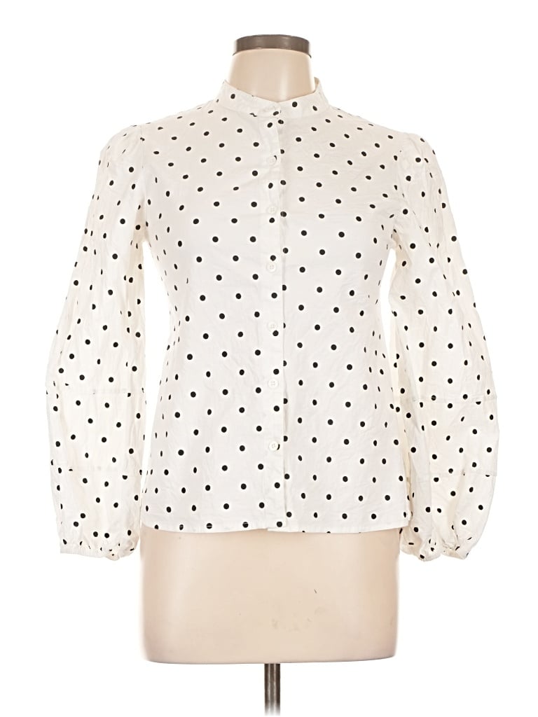 Pre-owned Kourt Long Sleeve Blouse In Ivory