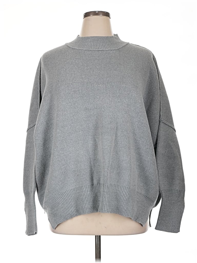 Pre-owned Zenana Turtleneck Sweater In Gray