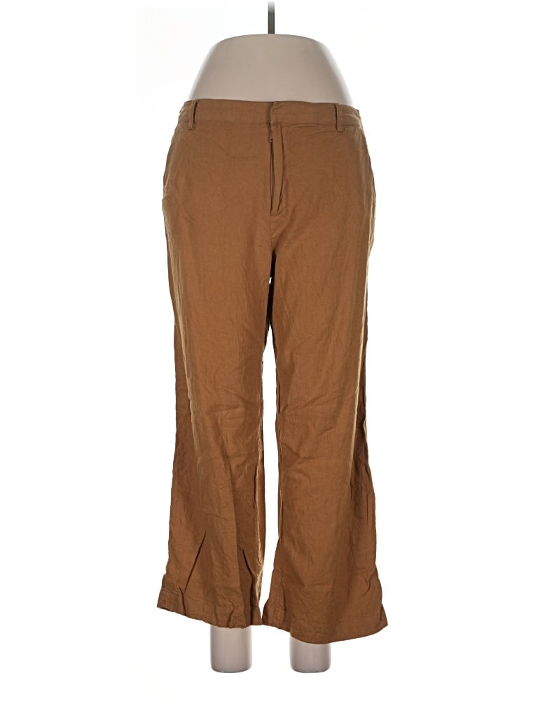 Pre-owned Candace Cameron Bure Linen Pants In Brown