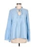 Main Strip 100% Polyester Blue Long Sleeve Blouse Size M - photo 1