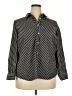 Chaps 100% Cotton Chevron-herringbone Black Long Sleeve Blouse Size 2X - photo 1