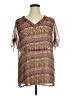 Assorted Brands 100% Polyester Brown Short Sleeve Blouse Size XL - photo 1