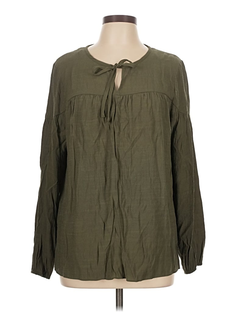 Pre-owned Nine West Long Sleeve Blouse In Green