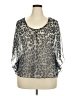 Passport 100% Polyester Gray 3/4 Sleeve Blouse Size 2X - photo 1