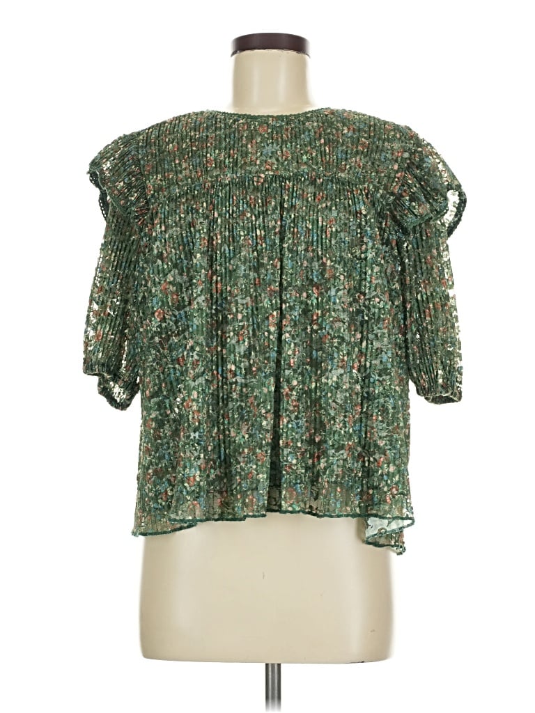 Pre-owned Porridge Short Sleeve Blouse In Green