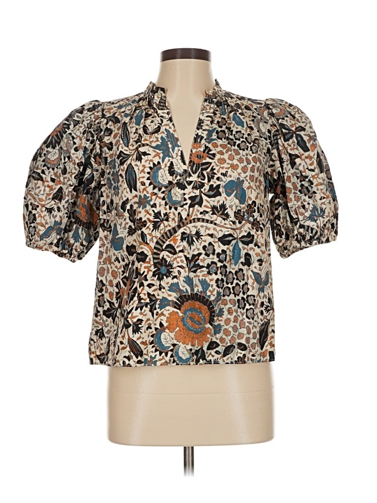 Pre-owned Ulla Johnson Short Sleeve Blouse In Brown