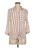 Vixbe 100% Rayon Stripes Tan 3/4 Sleeve Button-Down Shirt Size M - photo 1