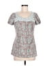 One World Gray Short Sleeve Blouse Size M - photo 1