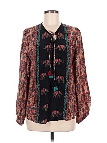 Tolani Long Sleeve Silk Top (view 1)