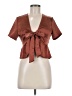 Kendall & Kylie 100% Polyester Brown Short Sleeve Blouse Size M - photo 1