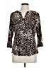 Roz & Ali Animal Print Brown 3/4 Sleeve Blouse Size L - photo 1