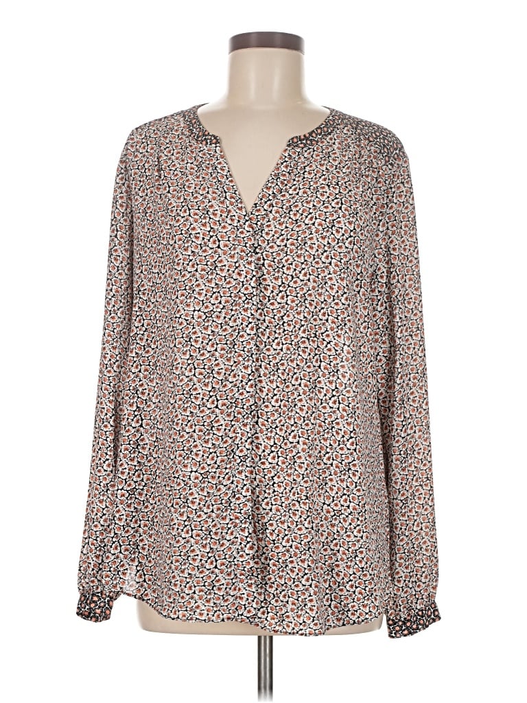 Pre-owned Nydj Long Sleeve Blouse In Brown