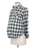 Isabel Maternity 100% Rayon Checkered-gingham Silver Long Sleeve Button-Down Shirt Size Sm Maternity - photo 1