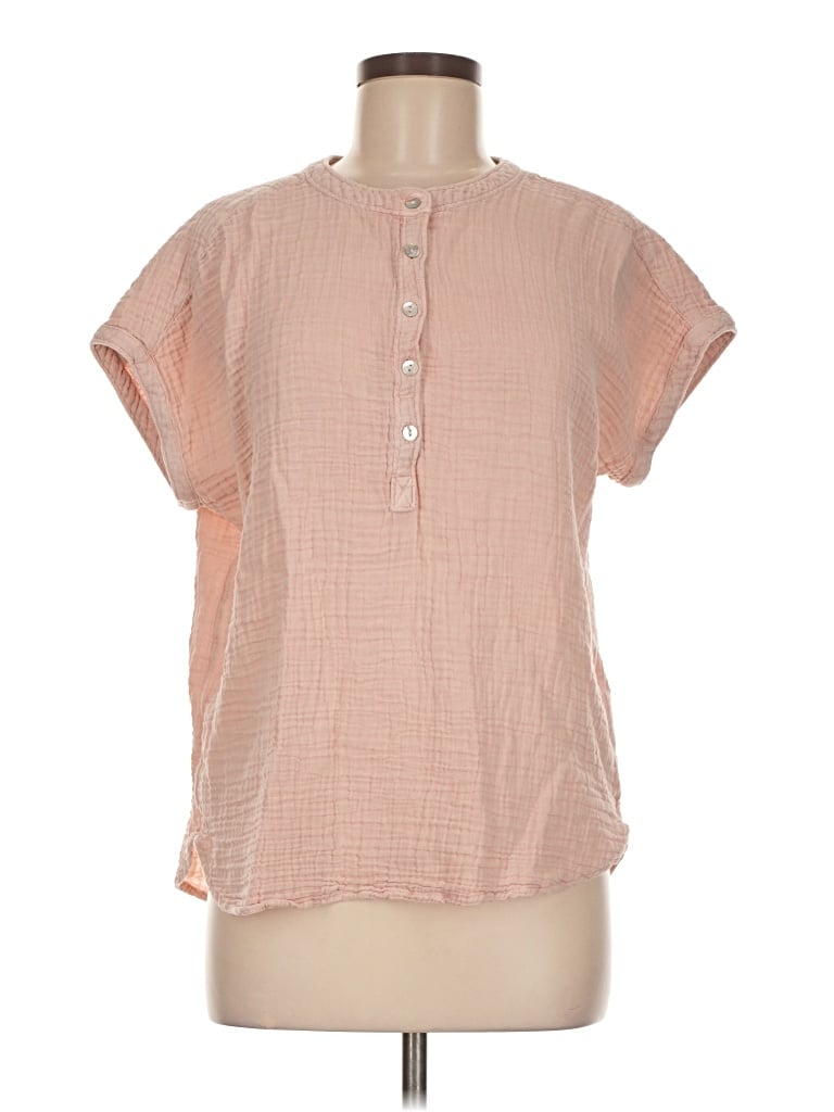 Pre-owned Faherty Short Sleeve Blouse In Pink