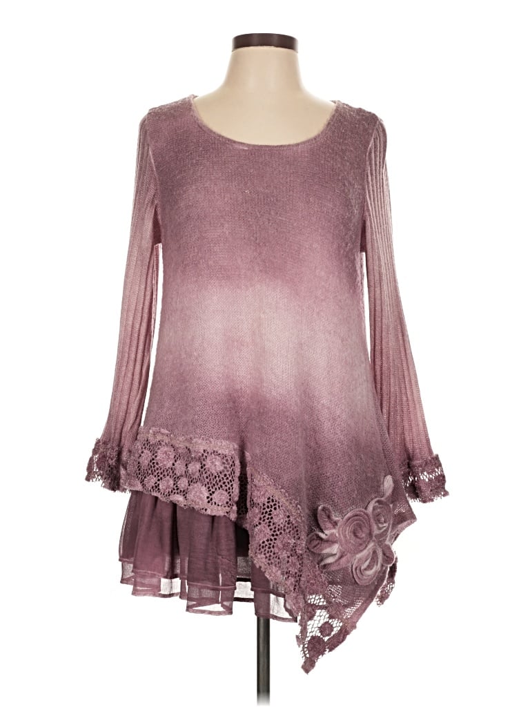 Pre-owned Simply Couture Long Sleeve Blouse In Purple