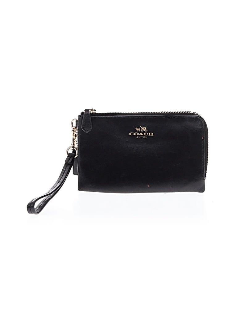 Pre-owned Coach Leather Wristlet In Black