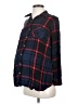 Isabel Maternity 100% Rayon Plaid Blue Long Sleeve Button-Down Shirt Size XS Maternity - photo 1