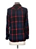 Isabel Maternity 100% Rayon Plaid Blue Long Sleeve Button-Down Shirt Size XS Maternity - photo 2
