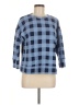 Lands' End Checkered-gingham Blue Pullover Sweater Size M - photo 1