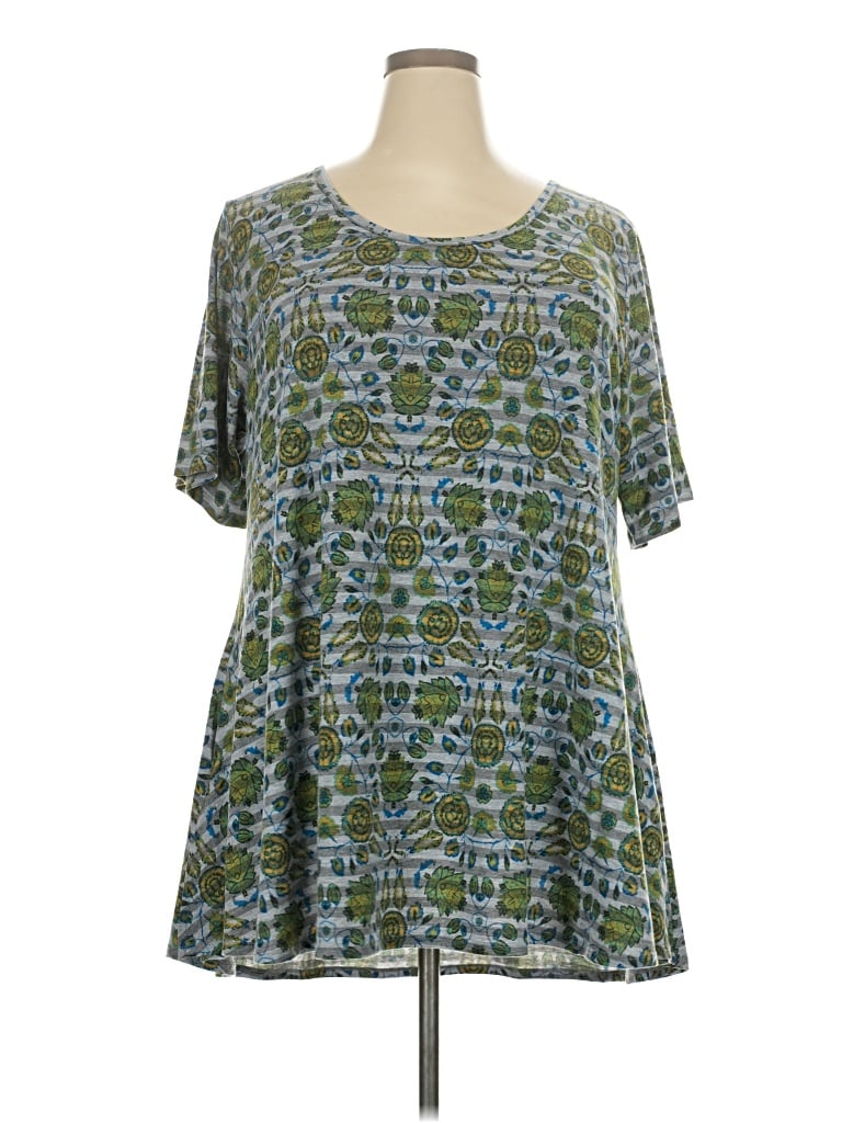 Pre-owned Lularoe Short Sleeve Blouse In Green