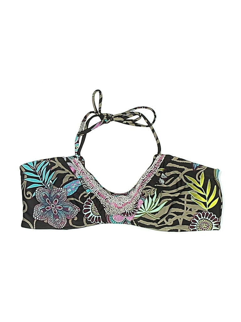 Pre-owned Quintessential Swimsuit Top Brown Print Pattern Swimwear