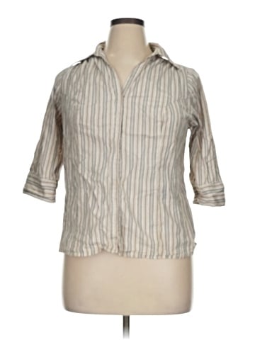 Just My Size 3/4 Sleeve Button-Down Shirt (view 1)