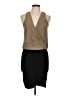 Parker 100% Silk Solid Tan Black Cocktail Dress Size L - photo 1