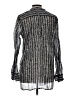 J.Crew Chevron-herringbone Graphic Blue Silver Long Sleeve Blouse Size L - photo 2