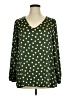 First Love 100% Polyester Polka Dots Green Long Sleeve Blouse Size 1X - photo 1