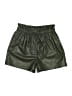 Topshop 100% Polyester Metallic Green Black Shorts Size 8 - photo 1