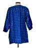 Chico's Checkered-gingham Solid Blue 3/4 Sleeve Blouse Size Lg (2) - photo 2
