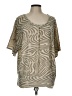 Halo Animal Print Tan Short Sleeve Blouse Size L - photo 1