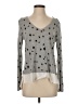 Hinge 100% Viscose Stars Silver Long Sleeve Top Size S - photo 1