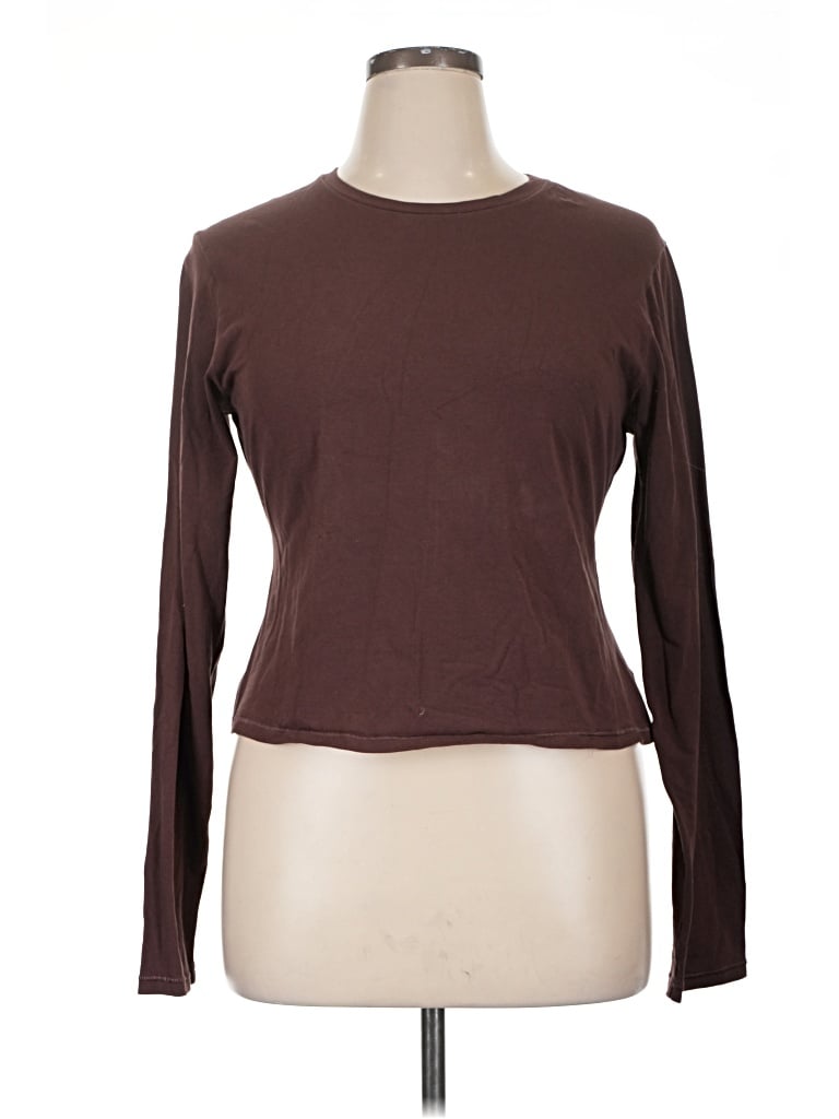 Pre-owned Quince Long Sleeve T-shirt In Brown