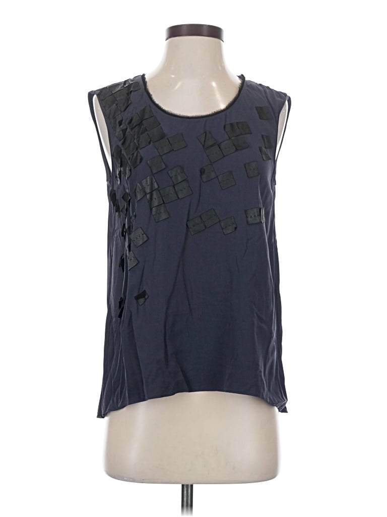 Elie Tahari Sleeveless Silk Top Blue Square Neckline Tops - Used - Size X-Small