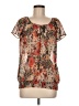 Criss Cross 100% Polyester Brown Short Sleeve Blouse Size M - photo 1