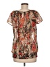 Criss Cross 100% Polyester Brown Short Sleeve Blouse Size M - photo 2