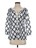 Wrap 100% Cotton Blue 3/4 Sleeve Blouse Size 2 - photo 1