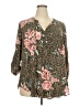 Torrid 100% Rayon Floral Green 3/4 Sleeve Blouse Size 3X Plus (3) - photo 1