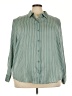 Maurices 100% Polyester Stripes Teal Long Sleeve Blouse Size 24 (3) - photo 1