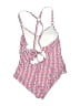 Unbranded 100% Recycled Plastic Chevron-herringbone Red One Piece Swimsuit Size 14 - photo 2