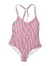 Unbranded 100% Recycled Plastic Chevron-herringbone Red One Piece Swimsuit Size 14 - photo 1