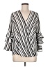 Alfani 100% Polyester Stripes Silver 3/4 Sleeve Blouse Size M - photo 1