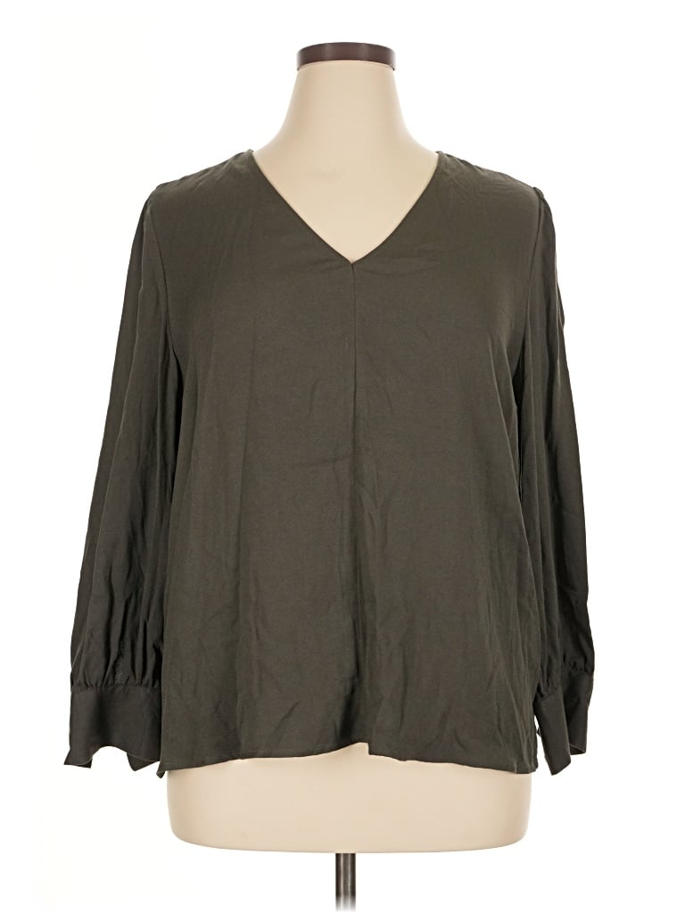 Pre-owned 14th & Union Long Sleeve Blouse In Gray