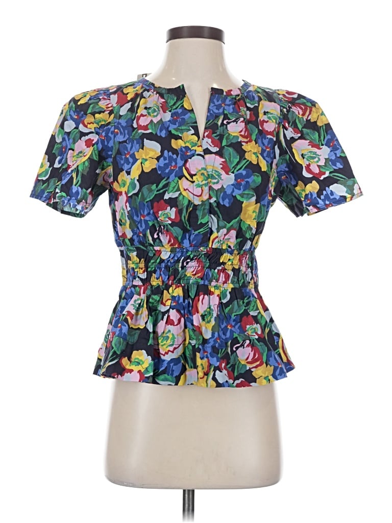 Anthropologie Short Sleeve Blouse In Blue