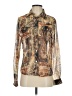 True Grit 100% Polyester Paisley Brown Long Sleeve Blouse Size XS - photo 1